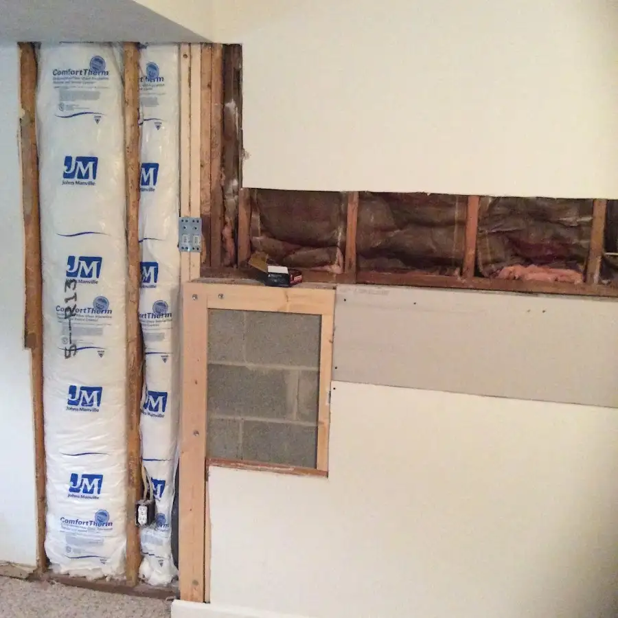 Wall insulation replacement during Basement Flood Cleanup in Salisbury